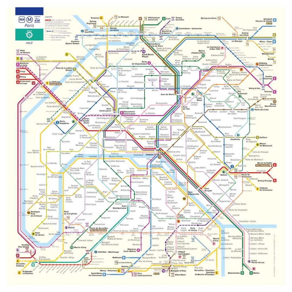A map of the Paris Metro with all the stations